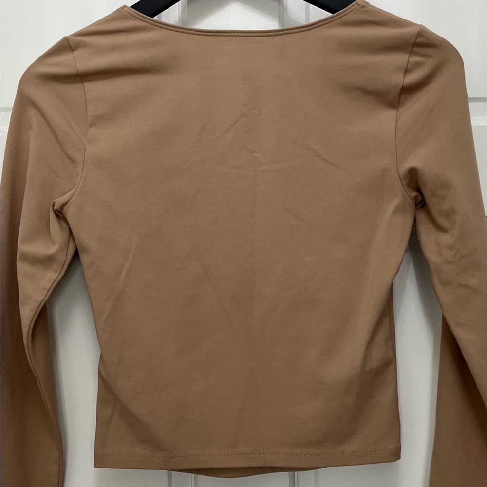 Abercrombie & Fitch Soft A&F Collection Brown Cropped Long Sleeve Top - Size S - Picture 11 of 13